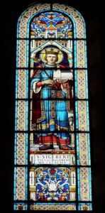 Sigebert depicted on stained glass window